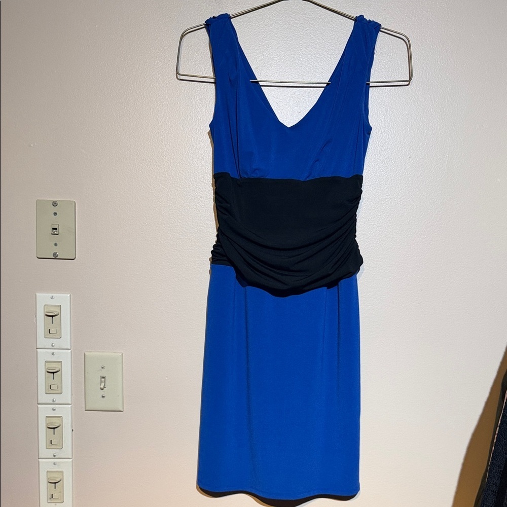 Ann Taylor Royal Blue and Black Midi Dress